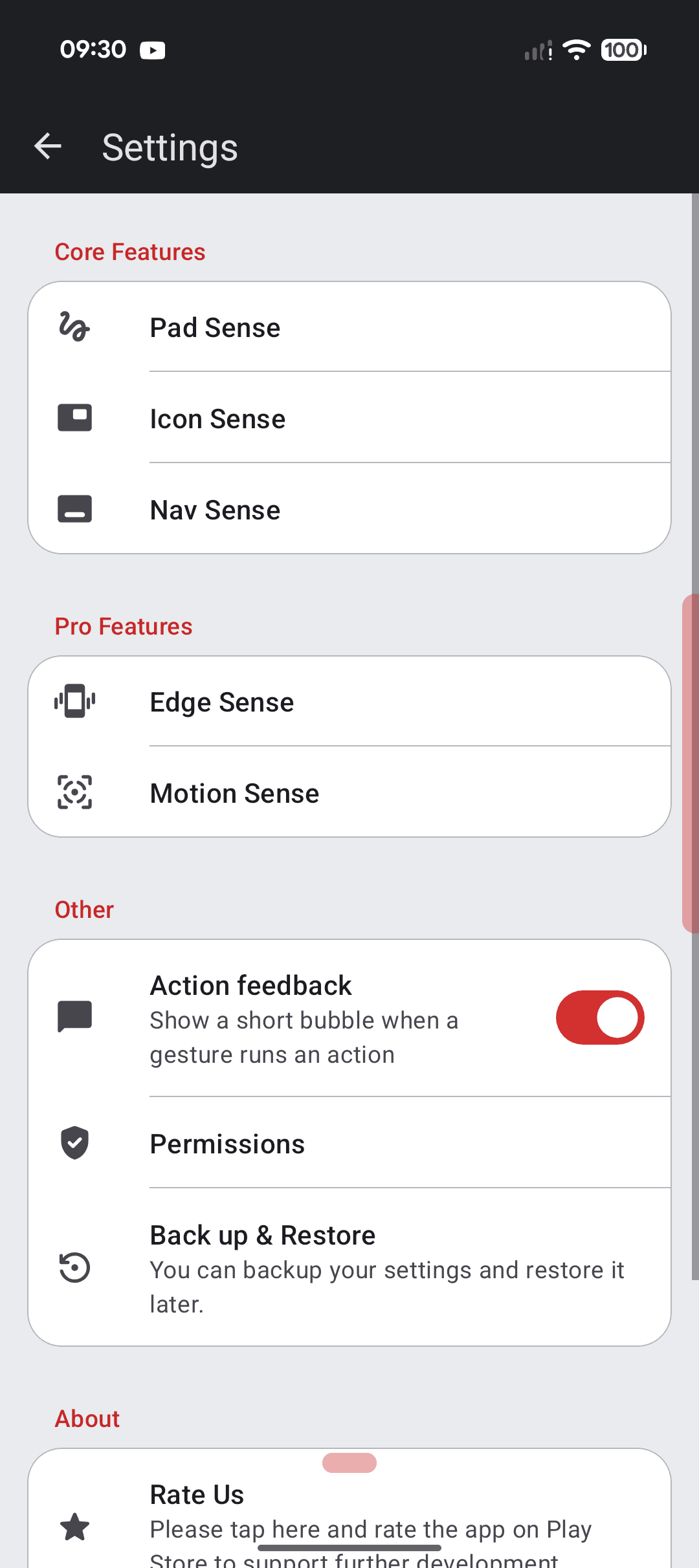 Grouped settings