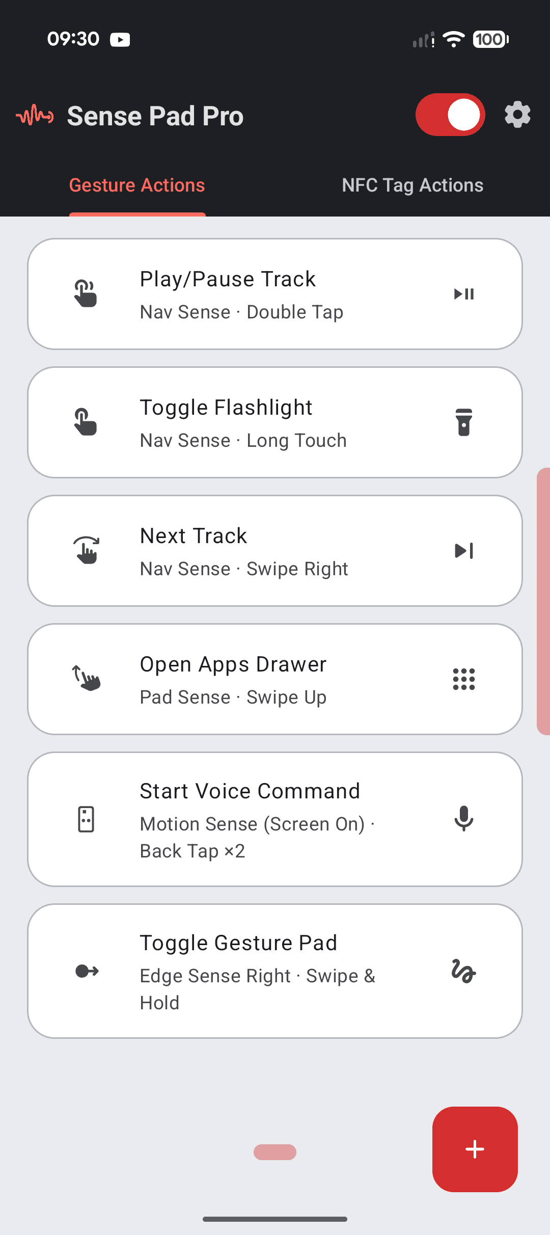 Gesture Actions list