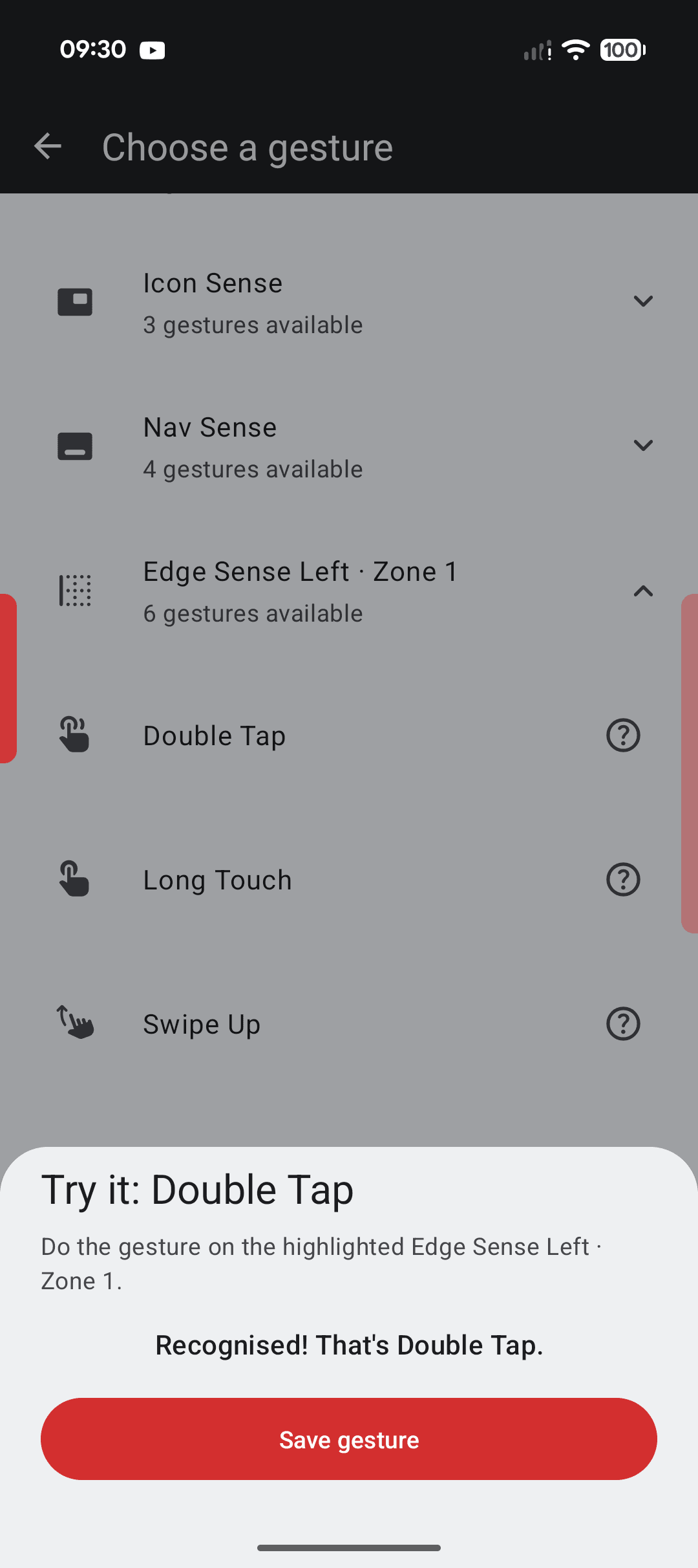 Try a gesture on the real zone
